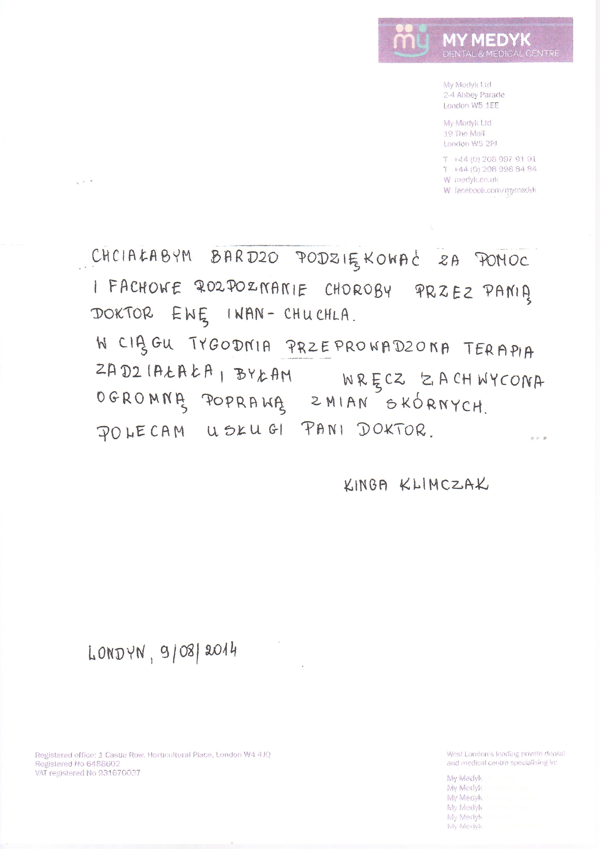 rekomendacje EWA IWAN-CHUCHLA MyMedyk