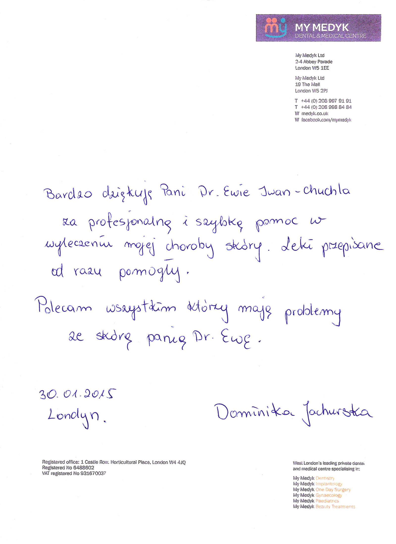 rekomendacje EWA IWAN-CHUCHLA MyMedyk